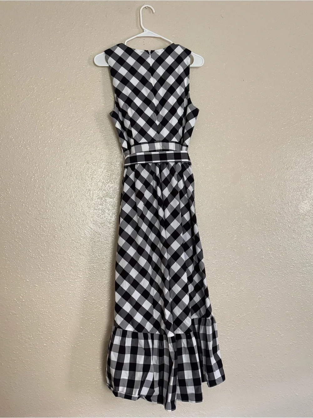 J.Crew Sleeveless Faux Wrap Dress in Gingham Cotton Poplin